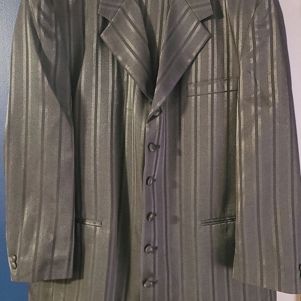 Gray Striped Button-Up Blazer - image 1